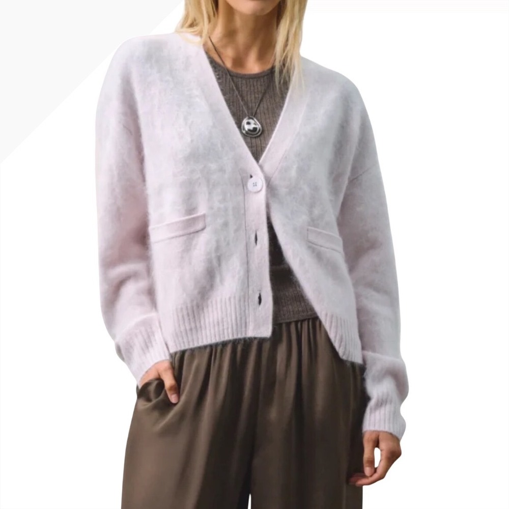 Naked Cashmere Michaela Brushed 100% Cashmere Cardigan Lilac Pink Oversized M/L